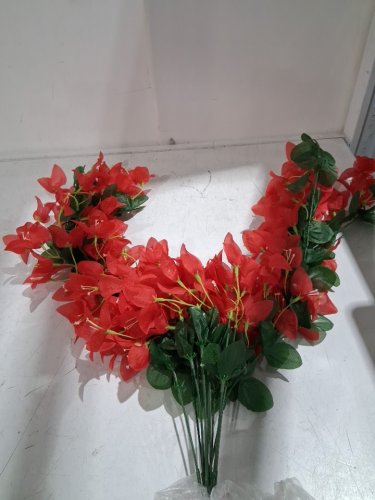 Uuiauoio Artificial Bougainvillea Faux Flowers Plant -25" - red image 3