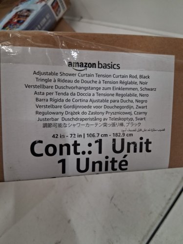 amazon basics Adjustable Tension Shower Curtain Rod - 42" - 72" - BLACK image 3