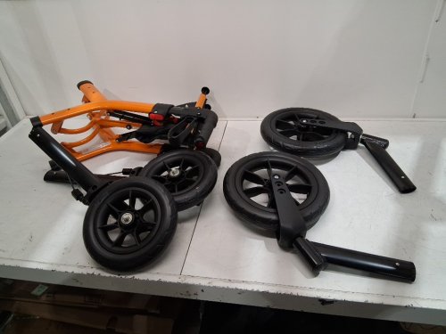 MAXWALK ALL TERRAIN ADJUSTABLE HIGHT ROLLATOR WALKER WITH, BUILT-IN CABLE, FOLDABLE - 12" WHEELS, 5.3-7FT - ORANGE - (MODEL: MW2403) image 3