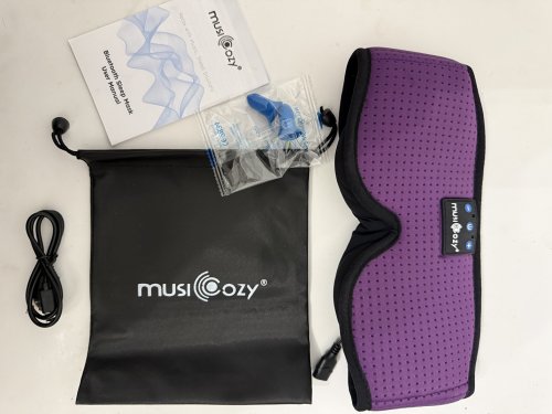 MUSICOZY Breathable 3D Sleep Headphones Eye Mask Headband for Side Sleepers - PURPLE image 3