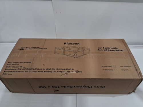 XL SAFETY PLAYPEN WITH MAT AND BALLS FOR BABIES AND TODDLERS - 71" X 59" - BEIGE (PARC 150X180) image 5