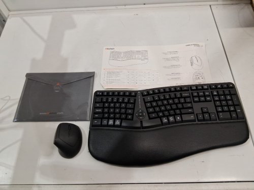 ergonomic wireless keyboard with wrist rest and mouse - black image 2