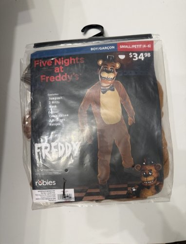 3PC BOYS RUBIES FIVE NIGHTS AT FREDDY'S "FREDDY" COSTUME WITH JUMPSUIT, MASK AND GLOVES - SMALL (4-6) - BROWN (STYLE: 640330) image 3