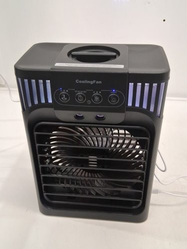 TIOKVIOP 4-IN-1 PERSONAL PORTABLE EVAPORATIVE AIR COOLING FAN WITH REMOTE, 3 WIND SPEED, 3 COOL MIST, 2-8 HOUR TIMER, AND LED LIGHT - BLACK (MODEL: AB-1) image 4
