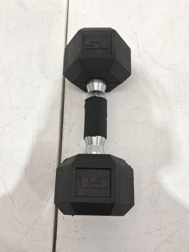 CAP rubber Coated Dumbbell - 15LB - black/chrome (model: sdpuis-015) image 3