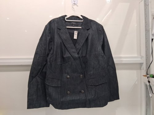 women's talbots refined denim double-breasted blazer - 24w - grey/indigo (Style : 243079) image 2
