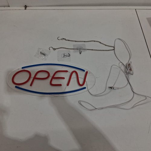 Led Plastic oval Open Sign for Business - 14" x 6 " - clear/red/blue image 3
