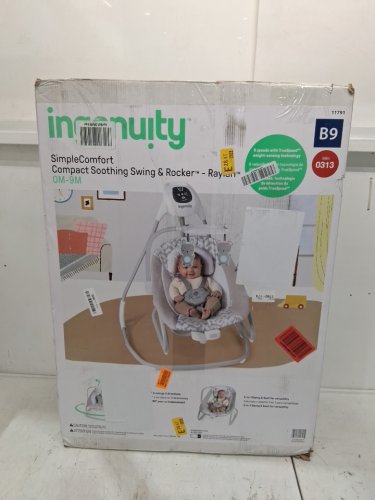 INGENUITY SIMPLECOMFORT CRADLING ROCKER PLUG-IN SWING WITH SOOTHING VIBRATIONS AND 6 SPEEDS - RAYLAN (WHITE/GREY) - (MODEL: 11791 0313) image 3