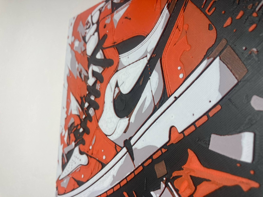 8"x8" 3D Printed - Nike Shoe - Textured Photo image 3