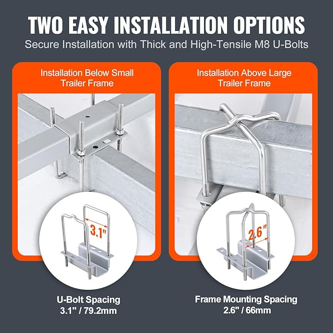 2pk vevor heavy duty boat trailer guides - 20.5" - silver/black (model: xsj23-f06) image 3