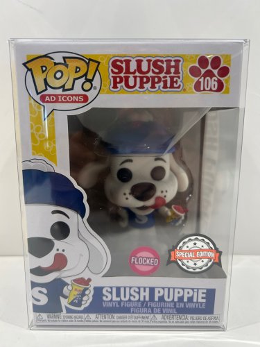 Funko pop! **flocked**special edition** ad icons: slush puppie - slush puppie vinyl figure (#106) **plastic protector cover** image 2