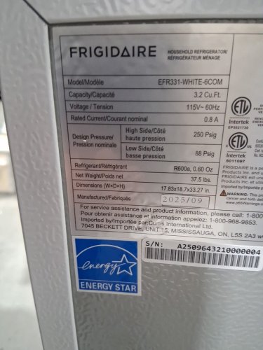 Frigidaire compact Mini fridge with chiller and Eraser Board door - 3.2cu.ft. - white (model: EFR331-white-6com) image 11