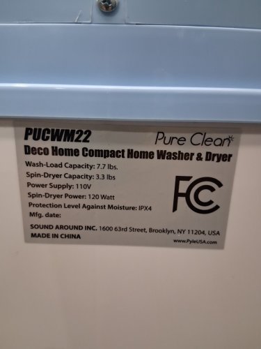PYLE PURE CLEAN 2-IN-1PORTABLE WASHING MACHINE WITH WASHER & DRYER - 7.7LBS / 3.3LBS CAP - WHITE/BLUE (MODEL: PUCWM22) image 8