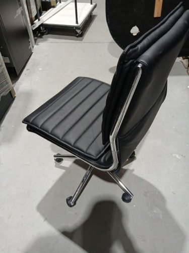 Office Star SPX Armless Mid Back Faux Leather Manager's Office Chair with Chrome Base - Black image 4