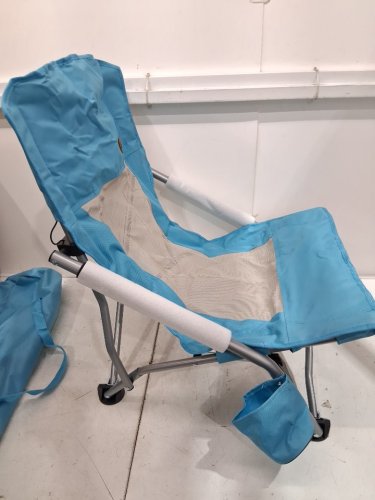 nice c low reclining foldable portable outdoor beach/festival chair with cup holder and carry bag - 23" - blue (model: nctsy1111) image 4
