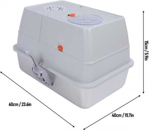 FOCKETY Stainless Steel Cat Litter Box with Lid - STAINLESS STEEL/ORANGE image 3
