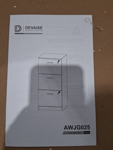 devaise 3 drawer vertical file cabinet with lock - 39" x 18" x 16" - black (model: awjg025) image 5