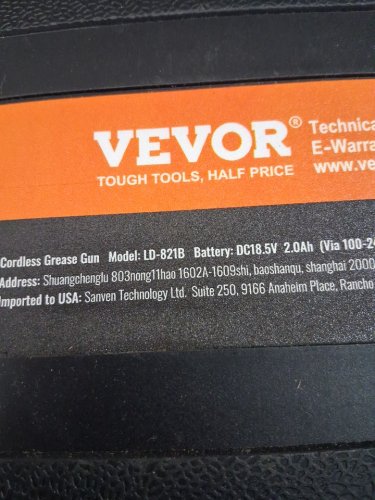 VEVOR Cordless Grease Gun with 2.0 Ah Battery & LED Light -  8000 PSI Max Pressure - 20V - orange (model:LD-821B) image 3