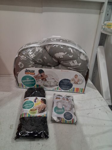 3pc Jolly Jumper nursing essentials starter kit with pillow, pashmama  and replacement cover - black/white/grey image 3