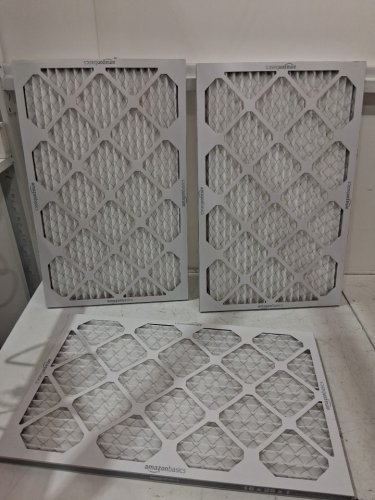 3PK amazon basics merv 5 ac furnace air filters - 16" x 25" x 1" - white image 4