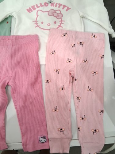 4 assorted baby CLOTHES - ONESIE, SWEATER, PANTS - 18m - GREEN/WHITE/PINK image 4