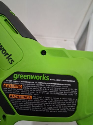 **TOOL ONLY** GREENWORKS  Brushless Pruner Saw - 6" - 24V - GREEN (model: CS24L02) image 5