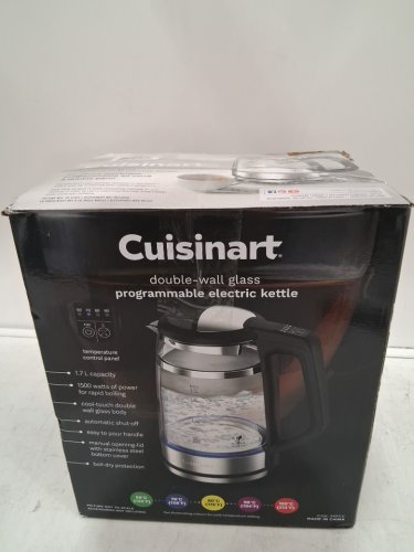 cuisinart cordless electric double wall programmable glass kettle - 1500w - 1.7l - black/stainless steel - (model: cgk-34pcc). image 4