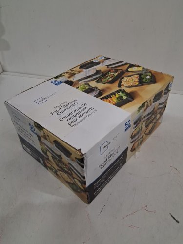39PC MAINSTAYS MEAL PREP FOOD STORAGE CONTAINERS - 33.8 OZ - BLACK/CLEAR image 2