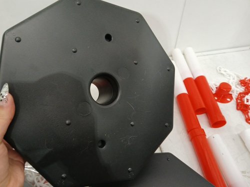 6pk traffic posts - 33.9" x 11.2" posts - (6) 6ft chain - red/white (model: cc-f03-n-rw-6pcs-2m) image 4
