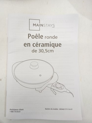 Mainstays Nonstick Electric Round Ceramic Skillet - 1200W - Black (Model: MS9401771114-01) image 5