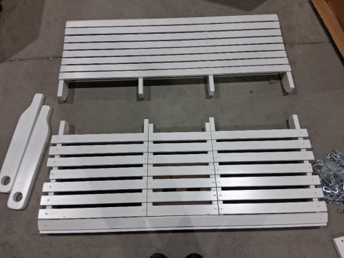 Wooden Weatherproof Patio Porch Swing with Heavy Duty Chains and Folding Cup Holder - 55" x 23" x 19" - 880LB Max - white (Model: YQ-117C) image 6