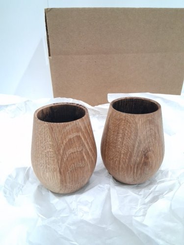 2 hand crafted wooden oak whiskey drinking tumblers with charred inside - made with oak whiskey barrels - holds up to 4oz - brown image 3