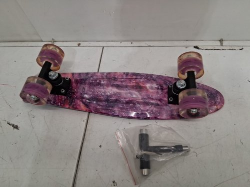 Nattork Mini Cruiser Retro Skate Boards with Colorful Light up PU Wheels - 22" - PURPLE (MODEL: 22DP111025) image 4