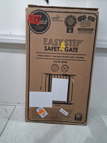 REGALO EASY-STEP METAL WALK-THROUGH SAFETY GATE, 30" X 29'' - 38.5'' - WHITE (MODEL: 1160DS) image 2
