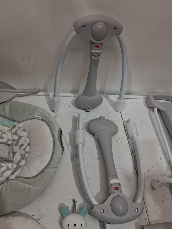 Ingenuity 2-in-1 convertme compact portable baby swing & seat with vibrations & nature sounds - battery powered - 20lbs max - raylan theme/grey (model: ‎12189) image 7