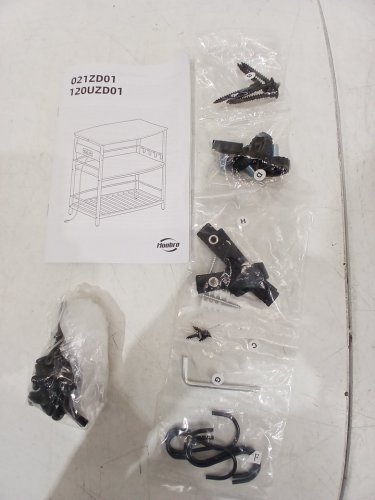HOOBRO 3-tier Kitchen Island with hooks & power bar - 35" - black (model:  BB021ZD01) image 7