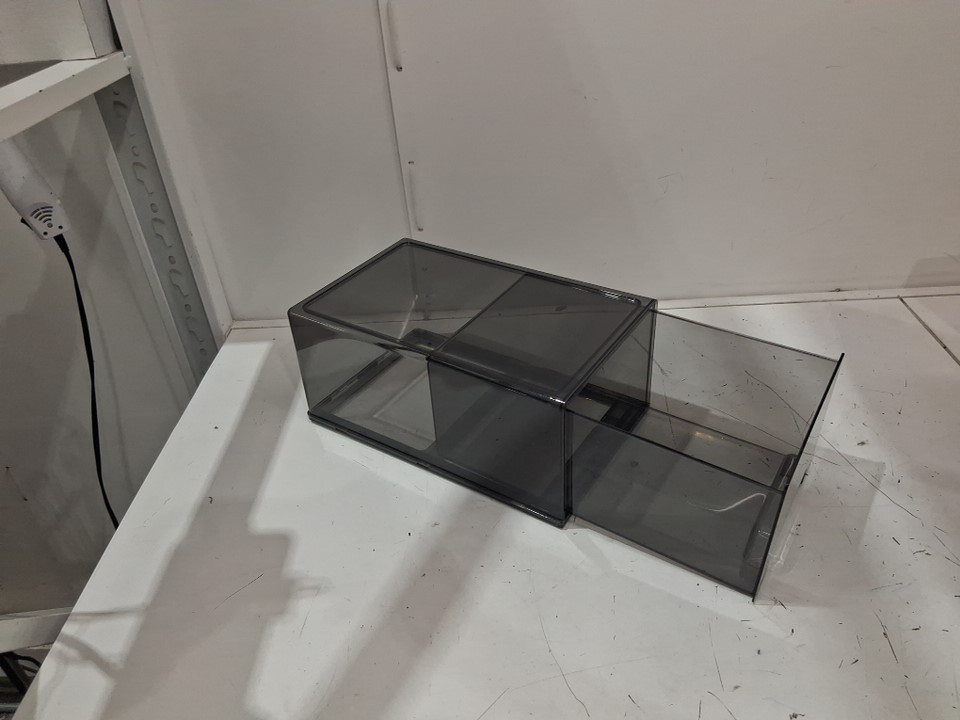siruishop desk top drawer organizer - 15.4" x 10.2" x 8.3" - smoke/transparent image 3