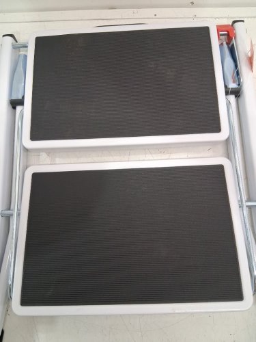 Ergonomic Folding Steel Step Stool with Wide Anti-Slip Pedal - 2-Step 330lbs Capacity - black/white (model: wk2031) image 5