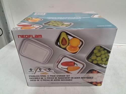 8PC NEOFLAM STAINLESS STEEL CONTAINERS WITH LIDS - MULTIPLE SIZES - SILVER (MODEL: 8523323) image 5