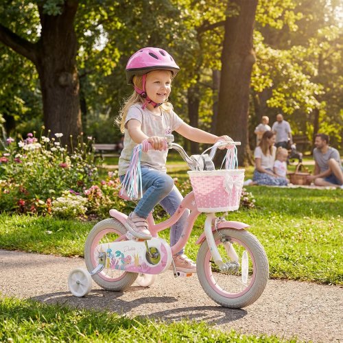 COSTWAY Mermaid Kids Bike Bicycle with training wheels and basket - 16" - Pink (Model: TS10345PI-16) image 2