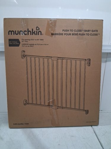 MUNCHKIN PUSH TO CLOSE BABY GATE FOR STAIRS WITH HARDWARE - fits up to 45" wide - BLACK (MODEL: 46777001-SIOC/mk0001 rev4) image 2