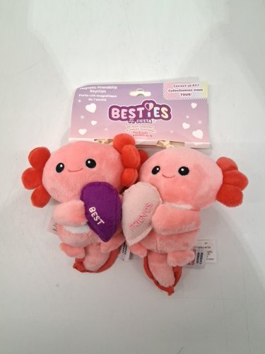 2pc fiesta toy besties magnet heart axolotl keychains - 5.5" - pink image 2