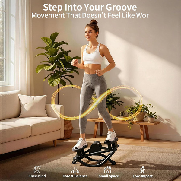 Flexella Rock Stair Stepper with floor mat and resistance bands - 250LB Capacity - BLACK image 2