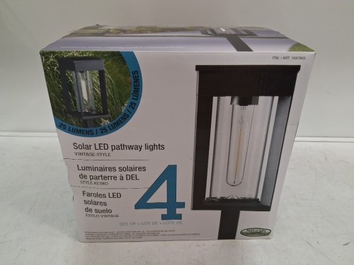 4PK GTX NATURALLY SOLAR POWERED 25LM PATHWAY LIGHTS - 4"X4"X23"- BLACK (MODEL: 1937955) image 5