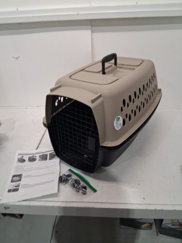 PETMATE 2-DOOR TOP-LOAD PET CARRIER/KENNEL FOR CATS AND DOGS - 15LBS CAPACITY - 24" x 17" x 15" - PEARL TAN & COFFEE BROWN (model: 21232) image 2