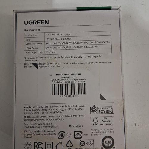 UGREEN NEXODE 3 port usb fast foldable wall charger - 65w - blue (model:cd244) image 4