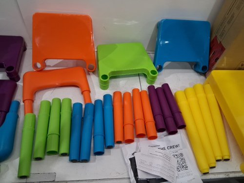 KID'S 5PC HUMBLECREW SQUARE PLAY TABLE AND CHAIR SET - 20" x 20" / 10" x 11" x 18" - MULTICOLOR  (MODEL: TC911) image 4