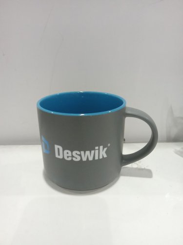 2 *custom*  Swag Monaco Mug with Deswik logo - 16 Oz - Grey w/Blue Interior image 4