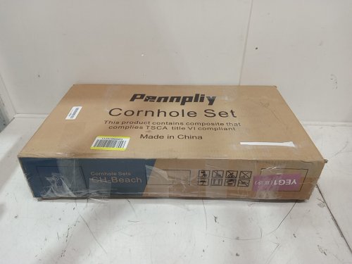 PENNPLIY wooden cornhole set with 8 bean bags - 2ft x 1ft - blue beach image 2