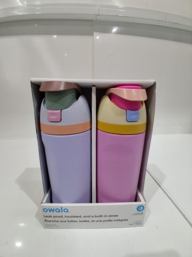 2pk Owala FreeSip Stainless Steel Water Bottles with straws - 16oz - blue/green (model: 2856617) image 2